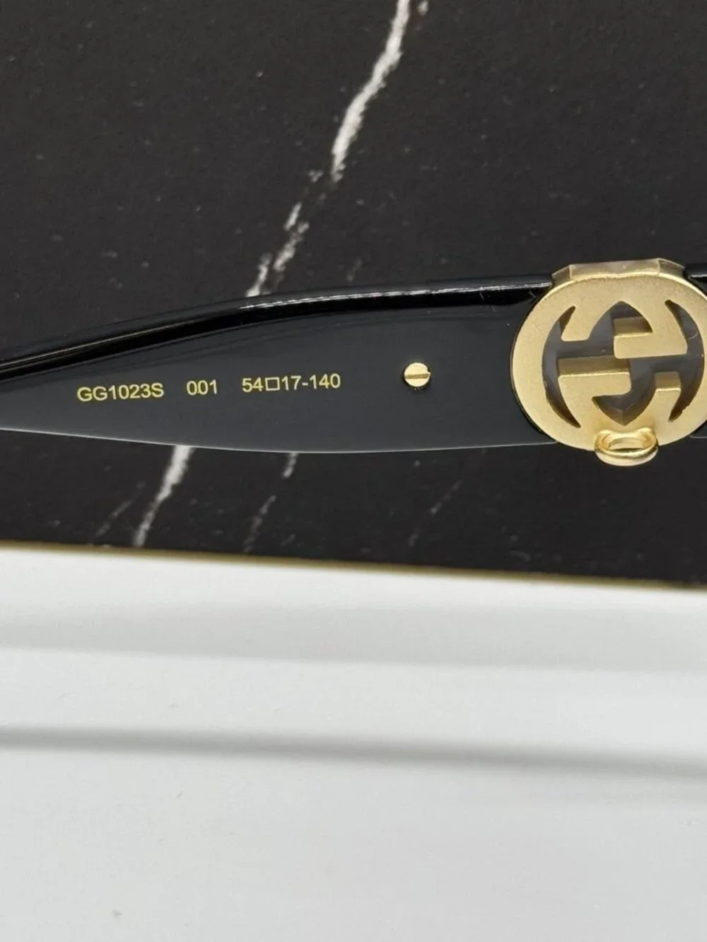 New Gucci GG1023S 001 with Gold Chain Women Cat Eye Sunglasses